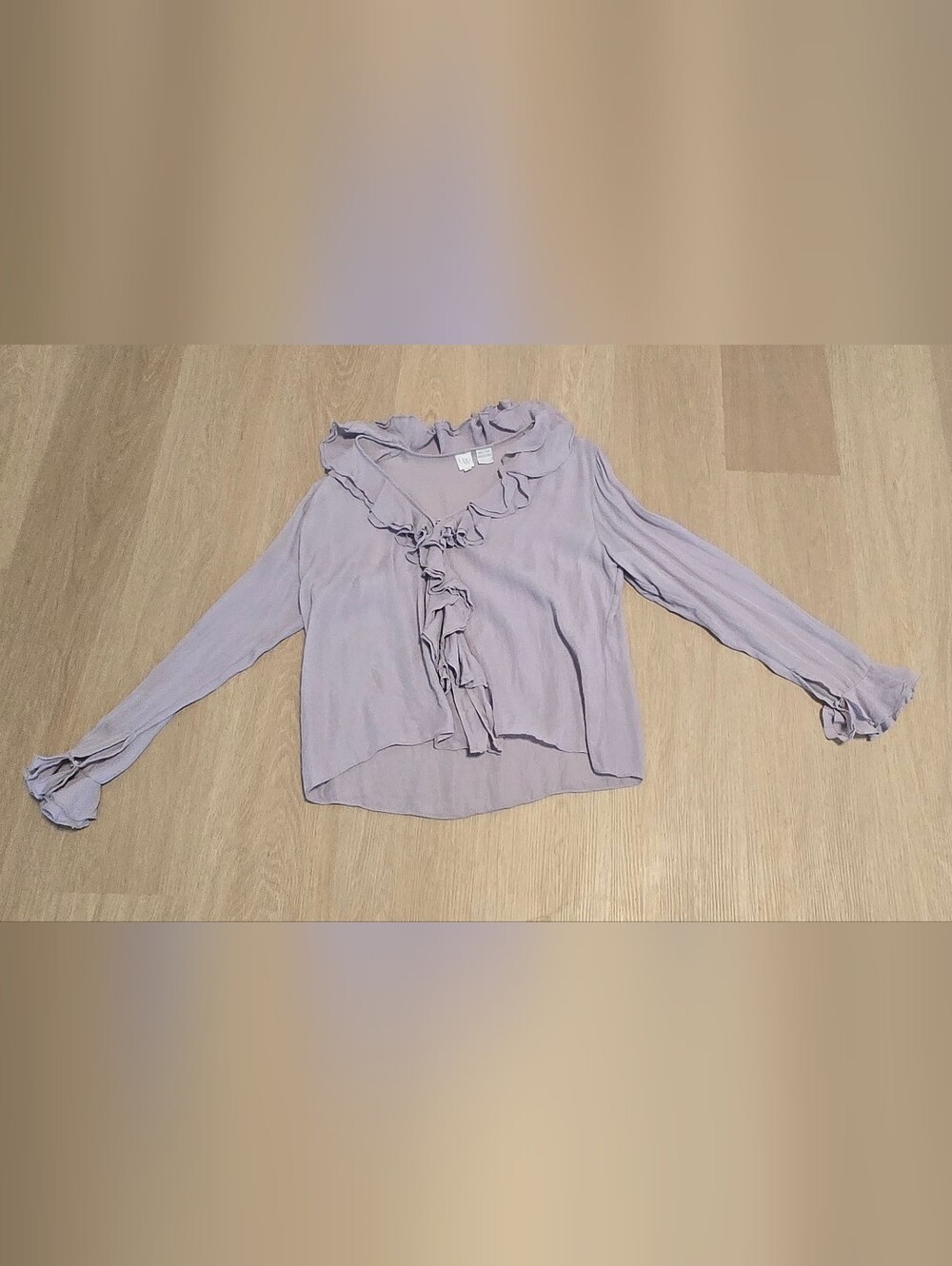 CW 100% Silk Blouse in Soft Mauve Purple Lavender Plum Shirt Top Office Business - Picture 3 of 12